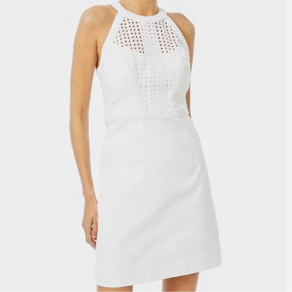 Lilly Pulitzer White Charlize Stretch Shift Dress Size:4 Embroidery Eyelet